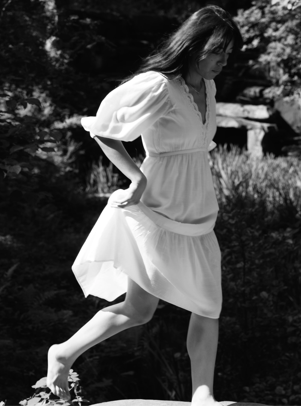 Puff Sleeve All-White Cotton Dress - Image 7